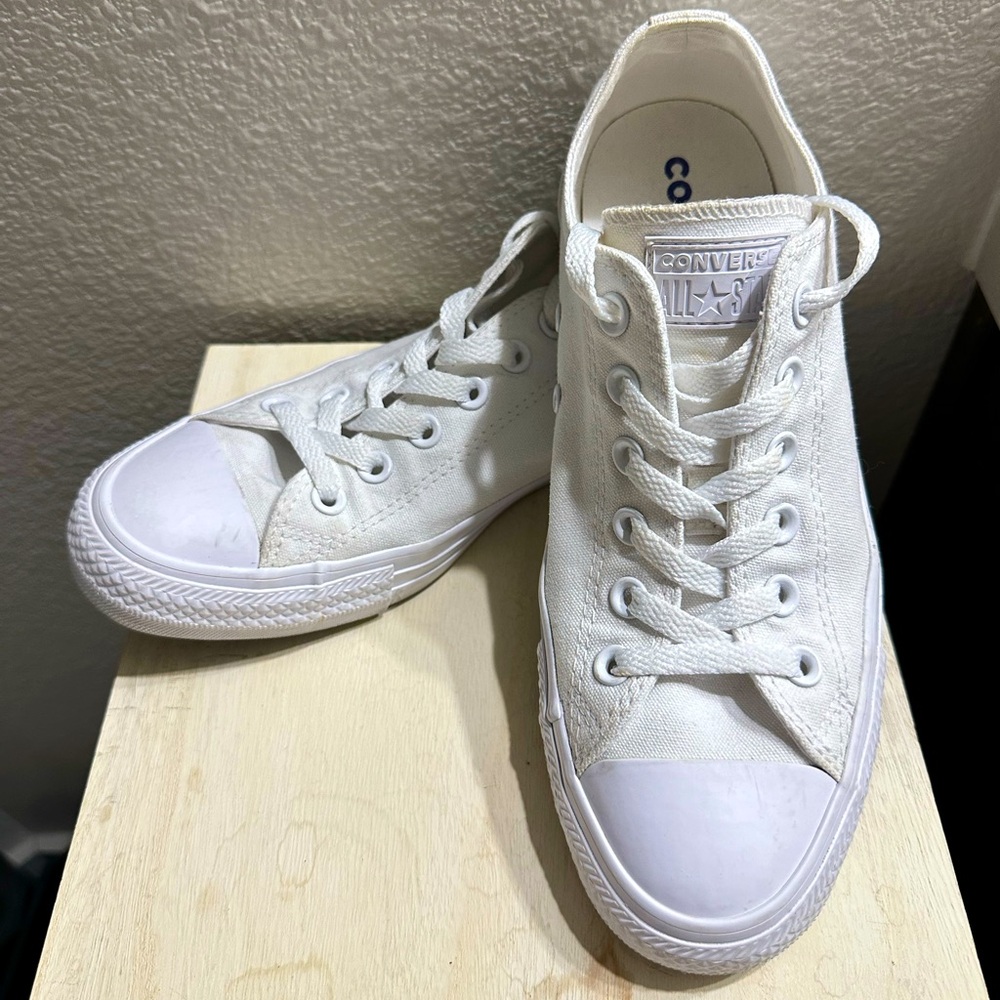 Solid White Converse - image 1
